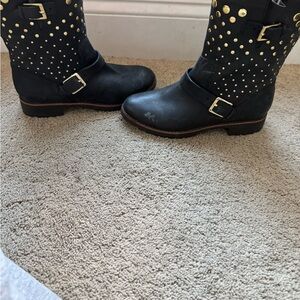 Sperry black leather studded boots 6